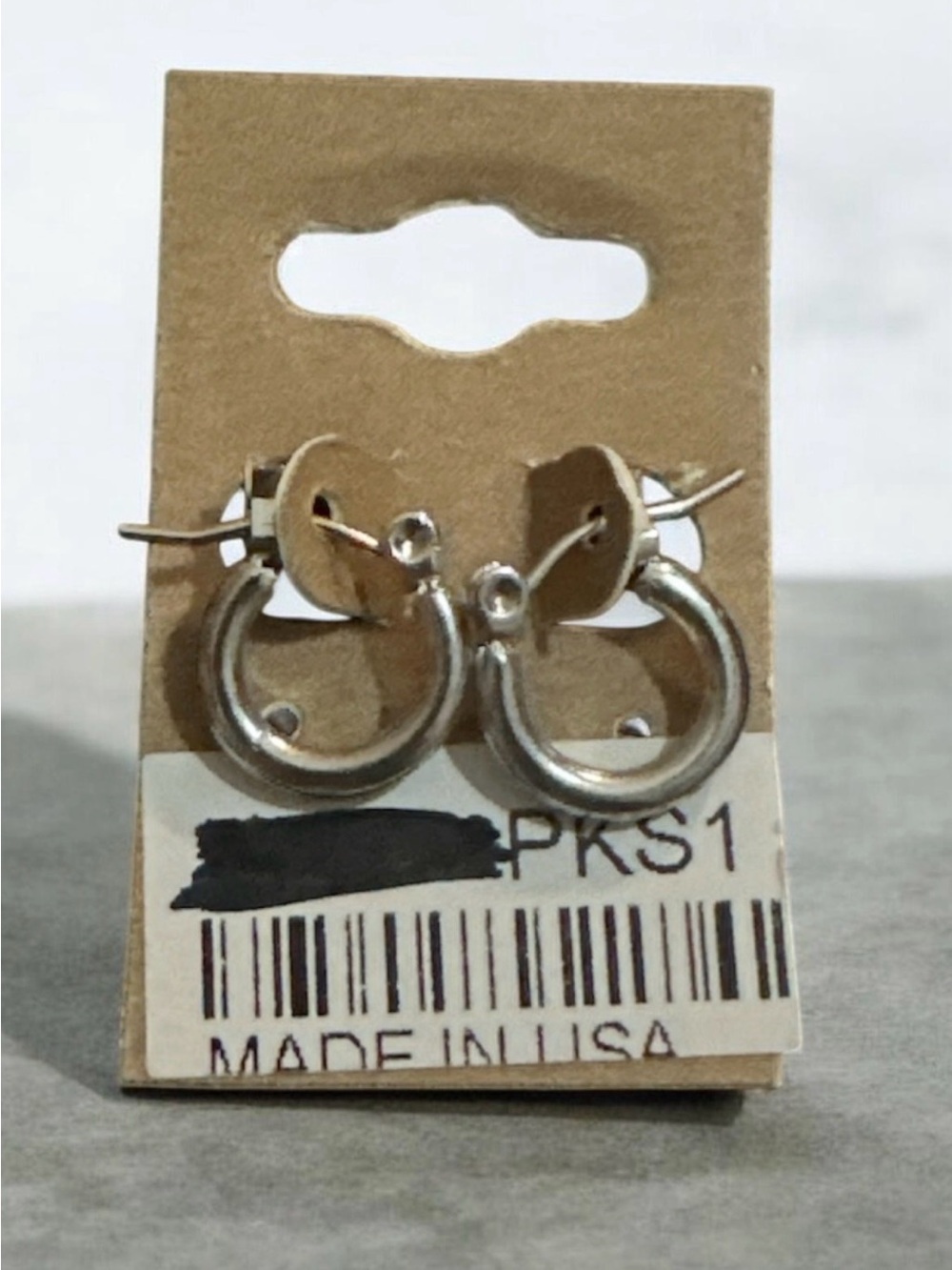 Sterling-Look Silver Hoop Stud Earrings - PKS1
1143